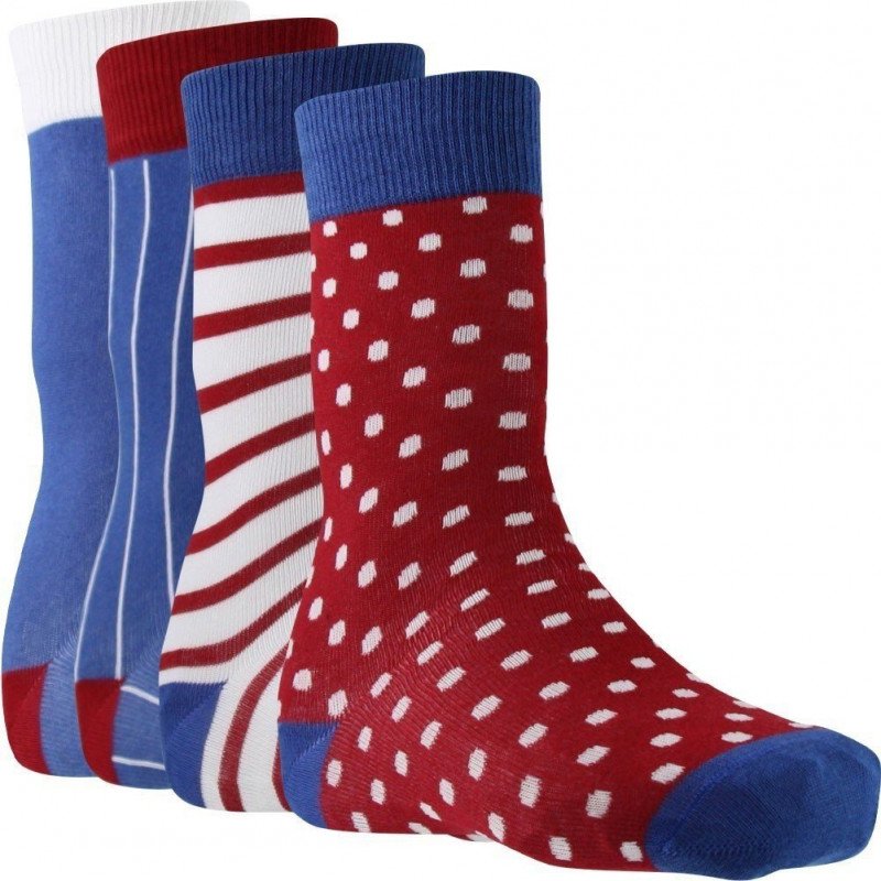 PULL IN Lot de 4 paires de Chaussettes Mixte Coton PACK13 Bleu Rouge Blanc