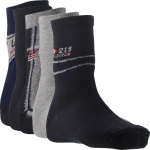 TWINDAY Lot de 5 paires de Chaussettes Garçon Coton US BOY Gris Marine