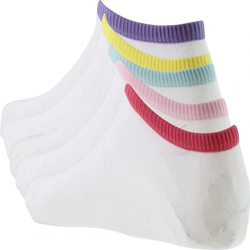 LOT DE 5 Socquettes Chaussettes Femme COTESCOUL Blanc et Multicolore