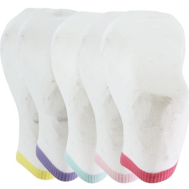 LOT DE 5 Socquettes Chaussettes Femme COTESCOUL Blanc et Multicolore