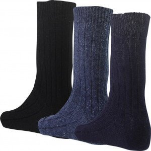TWINDAY Lot de 3 paires de Chaussettes Homme Microfibre TRAVAIL UNIE Bleu Noir