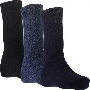 TWINDAY Lot de 3 paires de Chaussettes Homme Microfibre TRAVAIL UNIE Bleu Noir