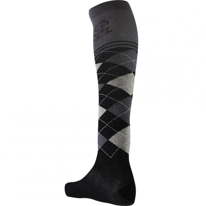 NICOLAS DELMOTTE Chaussettes Hautes Garçon Coton INTARSIA Gris Noir