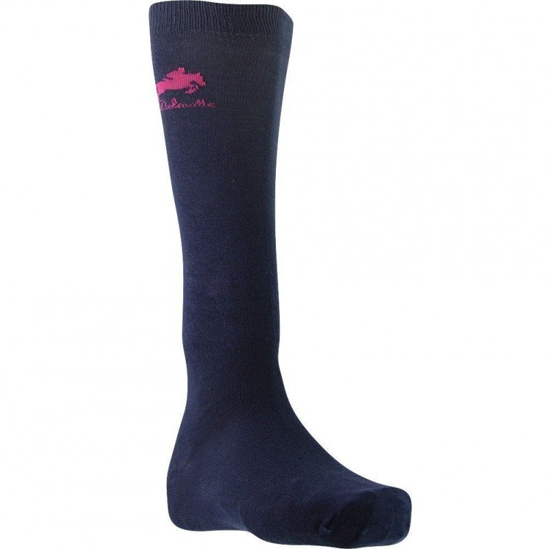 NICOLAS DELMOTTE Chaussettes Hautes Garçon Coton CAVALIER Marine Rose