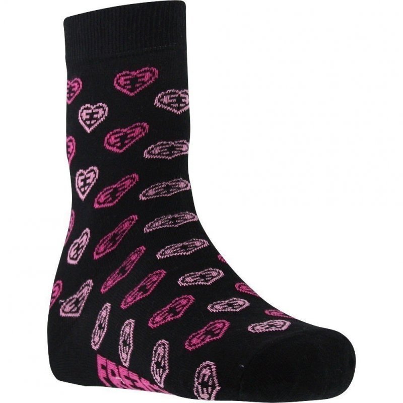 FREEGUN Chaussettes Femme Coton COEUR Noir Rose