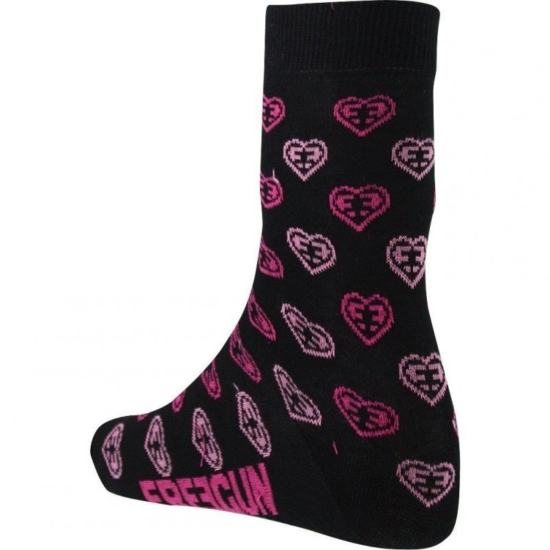 FREEGUN Chaussettes Fille Coton COEUR Noir Rose