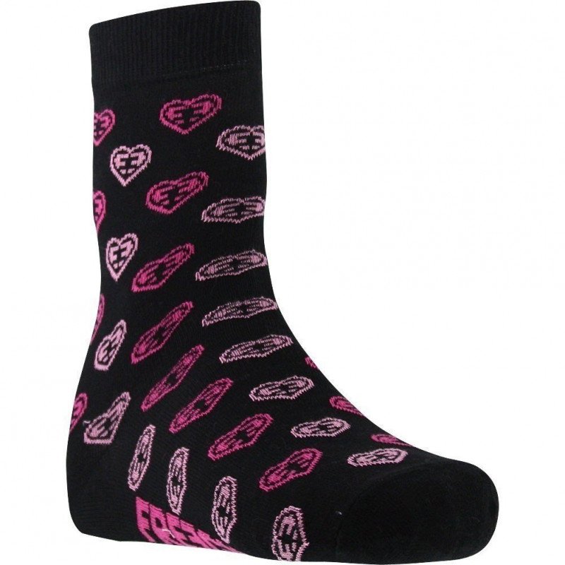 FREEGUN Chaussettes Fille Coton COEUR Noir Rose