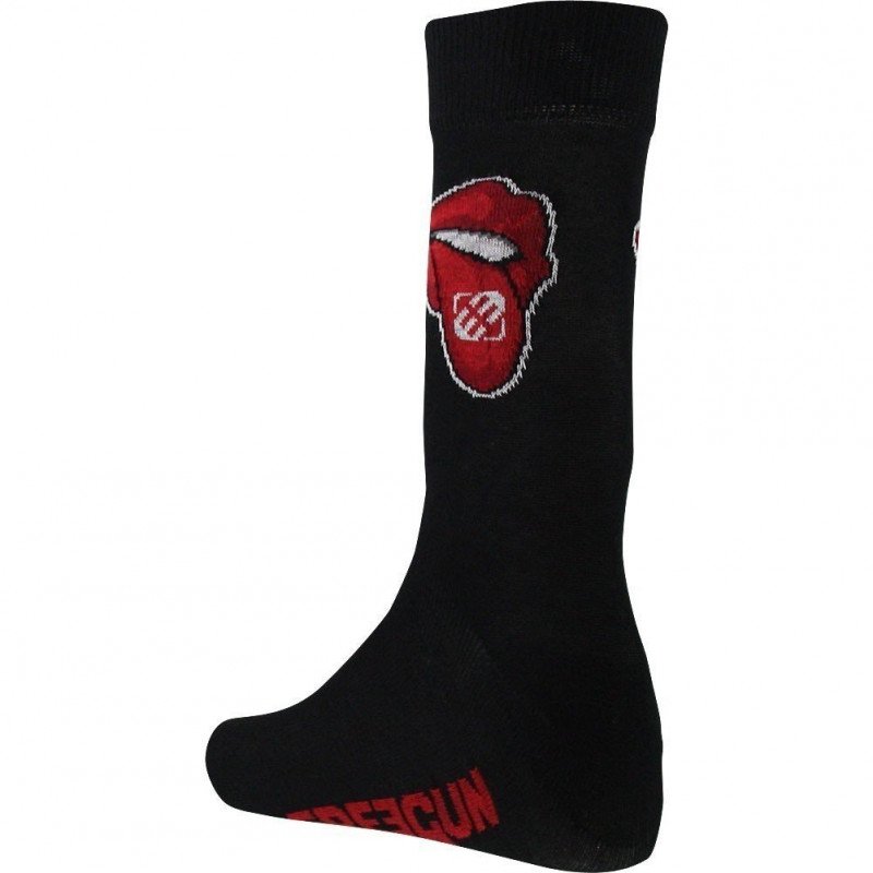 FREEGUN Chaussettes Homme Coton LEVRES Noir Rouge