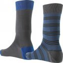 HOM 2 paires de Chaussettes Homme Fil d'Ecosse RAYURES Gris Bleu