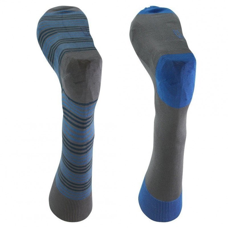 HOM 2 paires de Chaussettes Homme Fil d'Ecosse RAYURES Gris Bleu