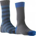 HOM 2 paires de Chaussettes Homme Fil d'Ecosse RAYURES Gris Bleu