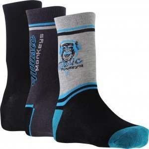 TWINDAY Lot de 3 paires de Chaussettes Garçon Coton MUSIC MONKEY Noir Anthracite Bleu