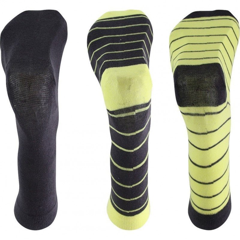 TWINDAY Lot de 3 paires de Chaussettes Garçon Coton RAYURES UNIE Anthracite Jaune