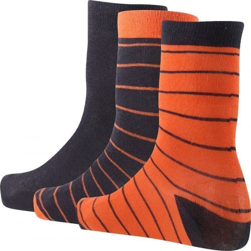 TWINDAY Lot de 3 paires de Chaussettes Garçon Coton RAYURES UNIE Anthracite Orange