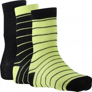 TWINDAY 3 paires Chaussettes Garçon Coton RAYURES UNIE Noir Vert
