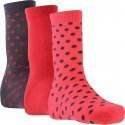 LOT DE 3 Chaussettes Chaussettes Fille Gris et Fuchsia