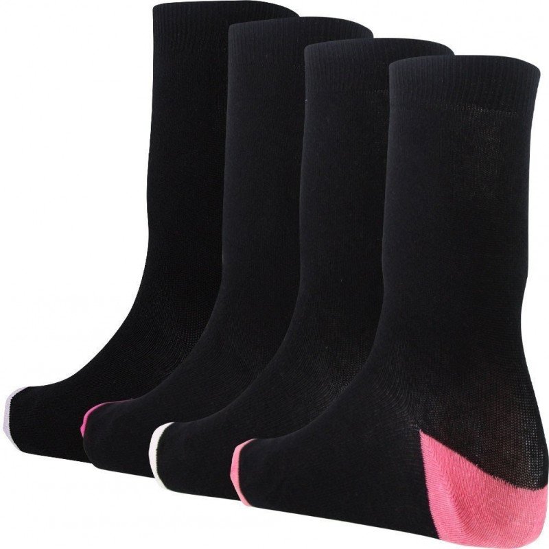 TWINDAY Lot de 4 paires de Chaussettes Fille Coton BICOLORES Noir Rose