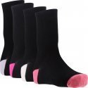 TWINDAY Lot de 4 paires de Chaussettes Fille Coton BICOLORES Noir Rose