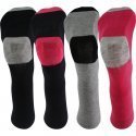 TWINDAY Lot de 4 paires de Chaussettes Fille Coton BICOLORES Noir Fuchsia Gris