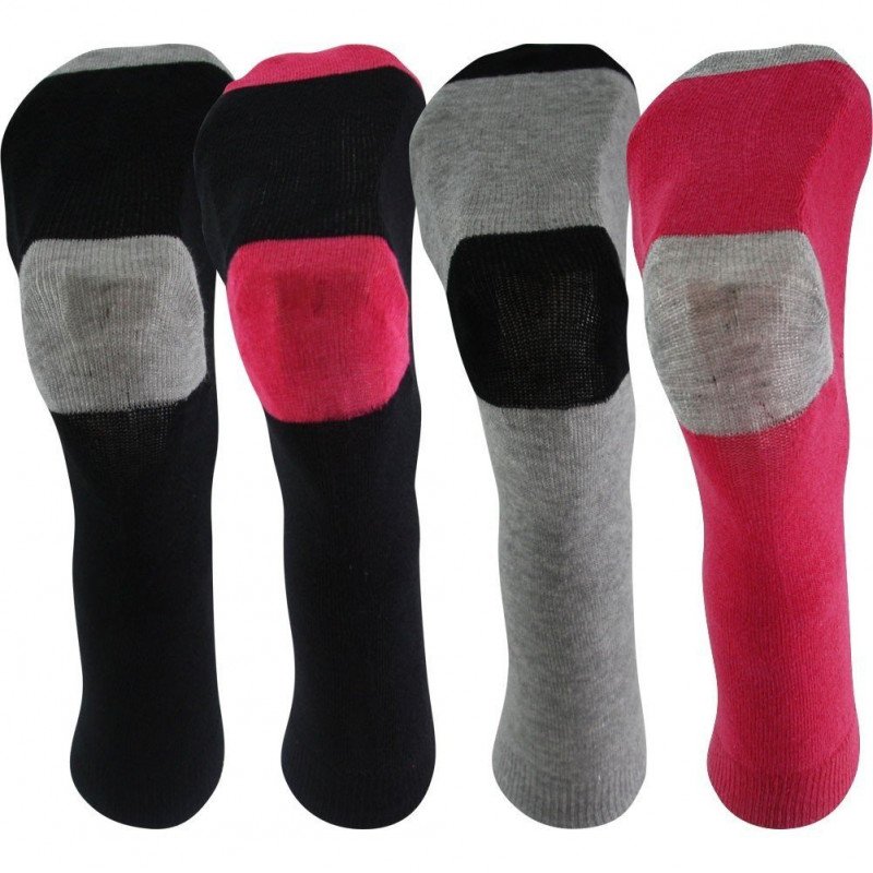 TWINDAY Lot de 4 paires de Chaussettes Fille Coton BICOLORES Noir Fuchsia Gris