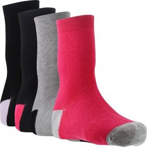 TWINDAY 4 paires Chaussettes Fille BICOLORES Noir Fuchsia Gris