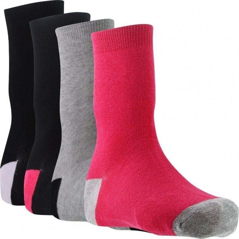 TWINDAY 4 paires Chaussettes Fille BICOLORES Noir Fuchsia Gris
