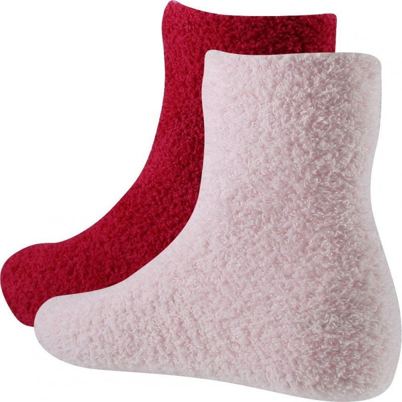 TWINDAY Lot de 2 paires de Chaussettes Fille Microfibre COLORASSOR Rose pâle Fuchsia