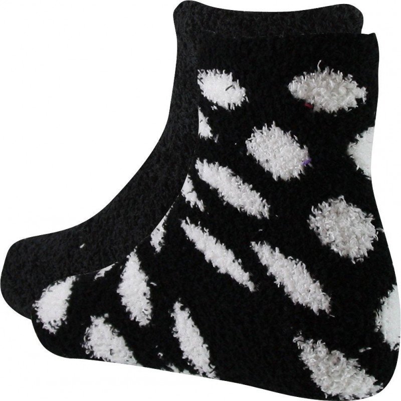 TWINDAY Lot de 2 paires de Chaussettes Fille Microfibre DOUDOUPOIS Noir Blanc