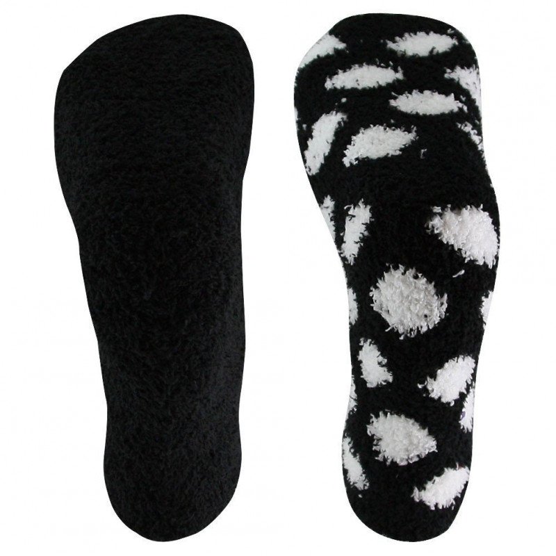 TWINDAY Lot de 2 paires de Chaussettes Fille Microfibre DOUDOUPOIS Noir Blanc