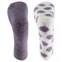 TWINDAY Lot de 2 paires de Chaussettes Fille Microfibre DOUDOUPOIS Violet Blanc
