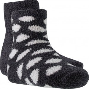TWINDAY 2 paires Chaussettes Fille Micro DOUDOUPOIS Anthra Blanc