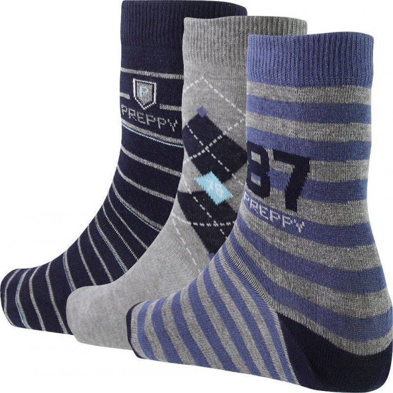 TWINDAY Lot de 3 paires de Chaussettes Garçon Coton PREPPY TEAM Souris Marine