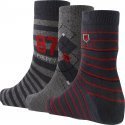 TWINDAY Lot de 3 paires de Chaussettes Garçon Coton PREPPY TEAM Anthracite Rouge