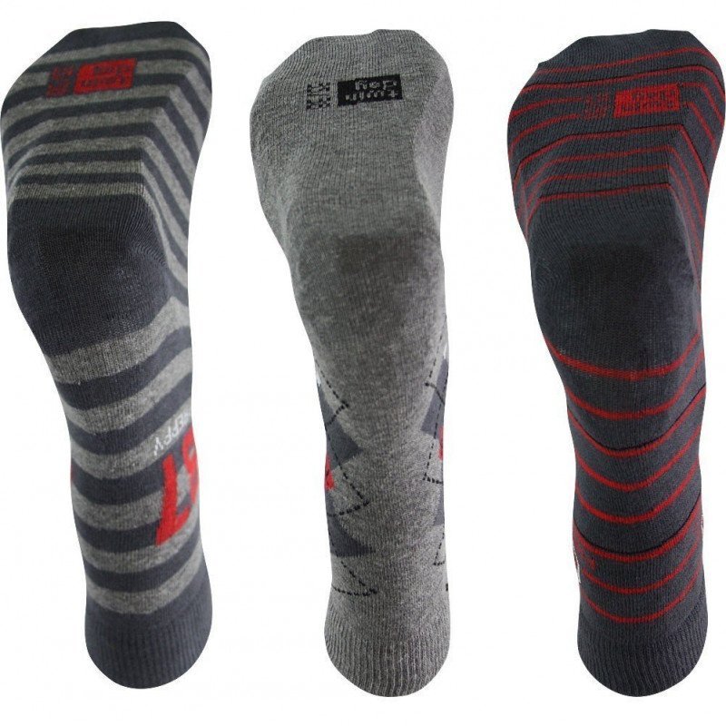 TWINDAY 3 paires Chaussettes Garçon Coton PREPPYTEAM Anthra Rouge
