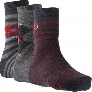 TWINDAY 3 paires Chaussettes Garçon Coton PREPPYTEAM Anthra Rouge