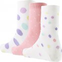 TWINDAY Lot de 3 paires de Chaussettes Fille Coton POISCONFETTIS Rose pâle Blanc