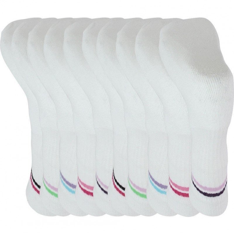 TWINDAY Lot de 10 paires de Chaussettes Femme Microcoton SPORT Blanc