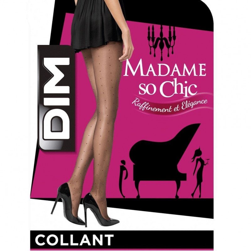 DIM Collant Femme Transparent PLUMETIS FANTAISIE Noir 15D