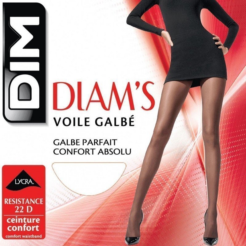 DIM Collant Femme Voile GALBE DIAMS Noir 22D