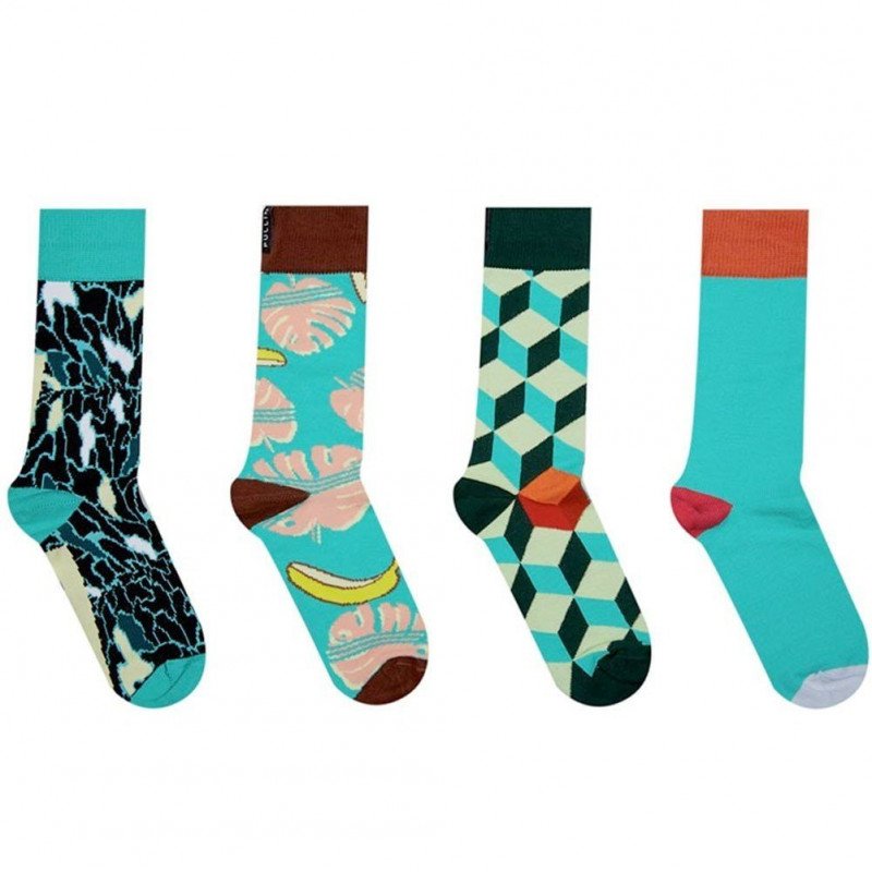 PULL IN Lot de 4 paires de Chaussettes Mixte Coton PACK16 Vert