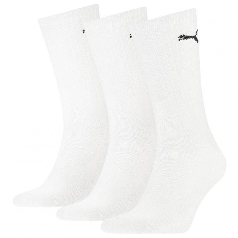 PUMA Lot de 3 paires de Chaussettes Mixte Coton SPORTCREW Blanc