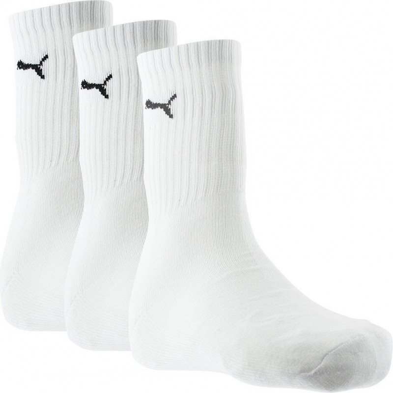 PUMA Lot de 3 paires de Chaussettes Mixte Coton SPORTCREW Blanc