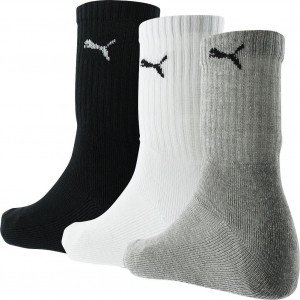 PUMA 3 paires Chaussettes Mixte Coton SPORTCREW Gris Blanc Noir