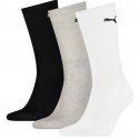 PUMA Lot de 3 paires de Chaussettes Mixte Coton SPORTCREW Gris Blanc Noir