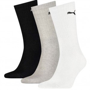 PUMA 3 paires Chaussettes Mixte Coton SPORTCREW Gris Blanc Noir
