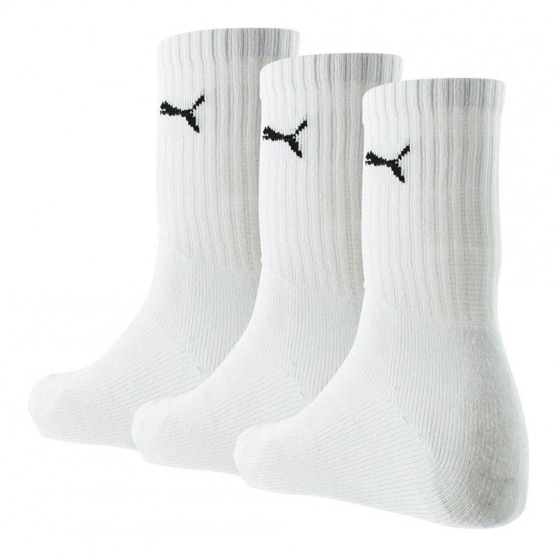 PUMA Lot de 3 paires de Chaussettes Enfant Coton SPORTCREW Blanc