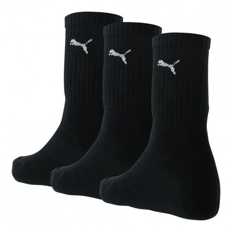 PUMA Lot de 3 paires de Chaussettes Enfant Coton SPORTCREW Noir