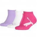 PUMA Lot de 3 paires de Socquettes Fille Coton LIFESTYLE Violet Blanc Beetroot