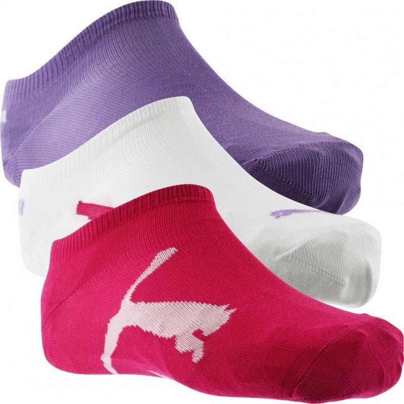 PUMA Lot de 3 paires de Socquettes Fille Coton LIFESTYLE Violet Blanc Beetroot