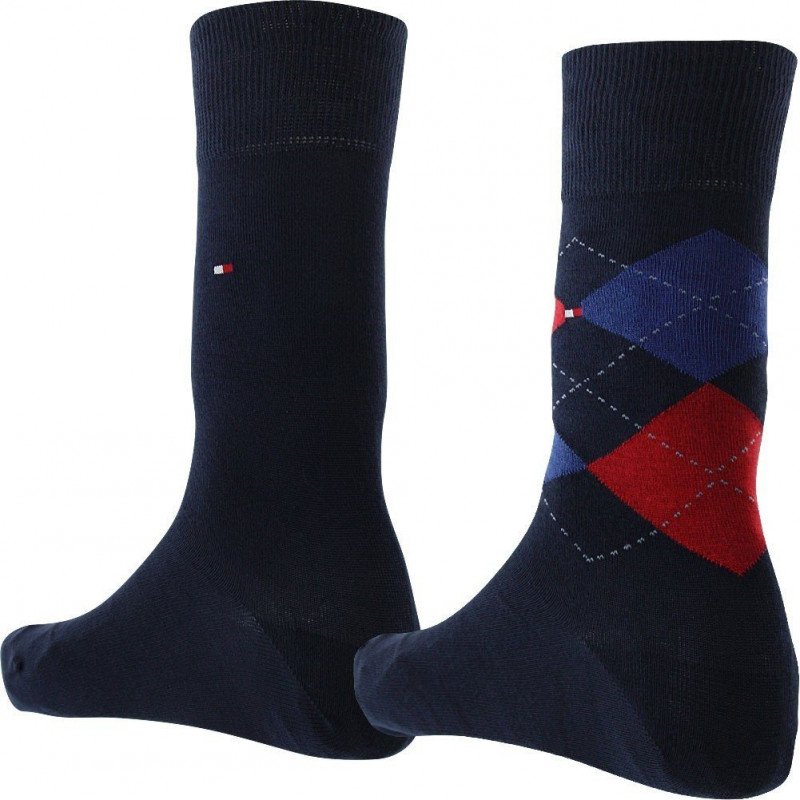 TOMMY HILFIGER Lot de 2 paires de Chaussettes Homme Coton CHECK Original